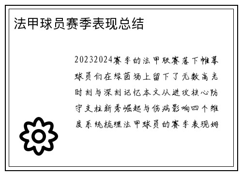法甲球员赛季表现总结